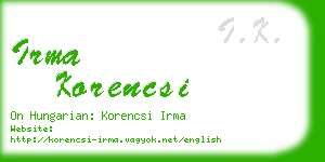 irma korencsi business card